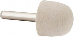 Value Collection - 1" Diam, 1/4" Shank Diam, Oval Shaped Mounted Bob - Hard Density, 1" Head Length, 2" Shank Length, Wool Felt - Apex Tool & Supply