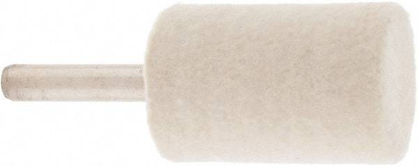 Value Collection - 1" Diam, 1/4" Shank Diam, Cylinder Shaped Mounted Bob - Medium Density, 1-1/2" Head Length, 2" Shank Length, Wool Felt - Apex Tool & Supply