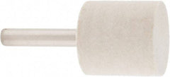 Value Collection - 1" Diam, 1/4" Shank Diam, Cylinder Shaped Mounted Bob - Hard Density, 1" Head Length, 2" Shank Length, Wool Felt - Apex Tool & Supply