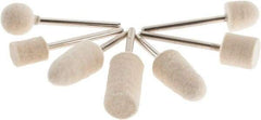 Value Collection - 7 Piece, 1/8" Shank Diam, Wool Felt Bob Set - Medium Density, Includes Ball, Cone, Cylinder, Flame, Olive & Oval Bobs - Apex Tool & Supply