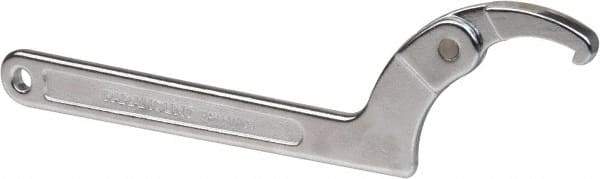 Paramount - 2" to 4-3/4" Capacity, Adjustable Pin Spanner Wrench - 11-3/8" OAL, 3/16" Hook Height - Apex Tool & Supply