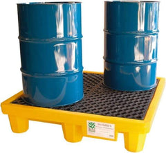 UltraTech - 66 Gal Sump, 6,000 Lb Capacity, 4 Drum, Polyethylene Spill Deck or Pallet - 53" Long x 53" Wide x 12" High, Liftable Fork, Drain Included, 2 x 4 Drum Configuration - Apex Tool & Supply