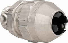 Thomas & Betts - 0.77 to 0.88" Cable Capacity, Class 1, Gas & Vapor Environments, Straight Strain Relief Cord Grip - 1 NPT Thread, Aluminum - Apex Tool & Supply