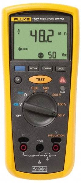 Fluke - Backlight Display, 10,000 Megohm Electrical Insulation Resistance Tester & Megohmmeter - 1,000 VDC Max Test Voltage, Powered by AA Battery - Apex Tool & Supply