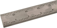 SPI - 36" Long, 1/100, 1/64, 1/50, 1/32" Graduation, Rigid Steel Rule - 16R Graduation Style, 1-1/4" Wide, Silver, Satin Chrome Finish - Apex Tool & Supply