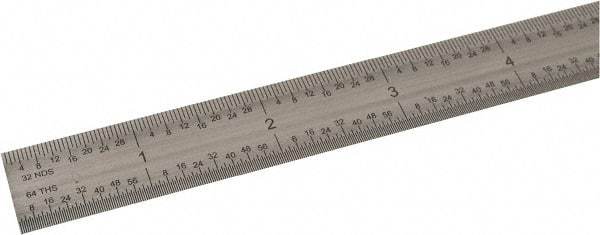 SPI - 36" Long, 1/100, 1/64, 1/32, 1/10" Graduation, Flexible Steel Rule - 5R Graduation Style, 3/4" Wide, Silver, Satin Chrome Finish - Apex Tool & Supply