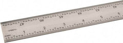 SPI - 48" Long, 1/64, 1/32" and 0.5, 1mm Graduation, Rigid Steel Rule - English/Metric Graduation Style, 1-1/4" Wide, Silver, Satin Chrome Finish - Apex Tool & Supply