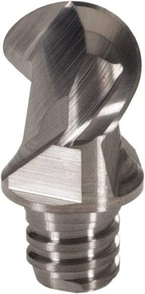 Iscar - MM EBA Grade IC08 Carbide Ball Nose Milling Tip Insert - Uncoated, 2 Flutes, 10mm Cutting Diam, 7mm Depth of Cut, 13mm Extension, 0.196" Cnr Rad, 45° Helix - Apex Tool & Supply
