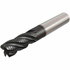Iscar - 14mm Diam, 30mm LOC, 4 Flute Solid Carbide 45° Corner Chamfer Roughing End Mill - TiAlN Finish, 100mm OAL, 14mm Shank Diam, Single End, Extended Reach, 38° Helix - Apex Tool & Supply