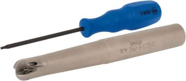 Iscar - 5/8" Cut Diam, 1/2" Max Depth of Cut, 3/4" Shank Diam, 6" OAL, Indexable Ball Nose End Mill - 3.03" Head Length, Straight Shank, BCM Toolholder, BCR D.62 Insert - Apex Tool & Supply