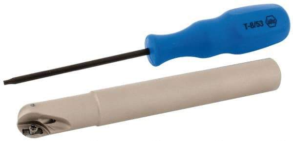 Iscar - 5/8" Cut Diam, 1/2" Max Depth of Cut, 0.62" Shank Diam, 5" OAL, Indexable Ball Nose End Mill - 1.41" Head Length, Straight Shank, BCM Toolholder, BCR D.62 Insert - Apex Tool & Supply