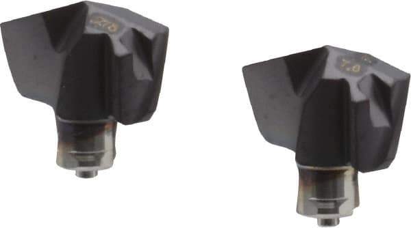 Iscar - Series ICP, 0.276" Diam Grade IC908 140° Replaceable Drill Tip - Carbide, TiAlN Finish, 7 Seat Size, Through Coolant - Apex Tool & Supply