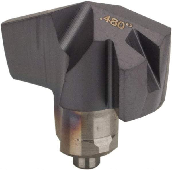 Iscar - Series ICM, 0.48" Diam Grade IC908 140° Replaceable Drill Tip - Carbide, TiAlN Finish, 12 Seat Size, Through Coolant - Apex Tool & Supply