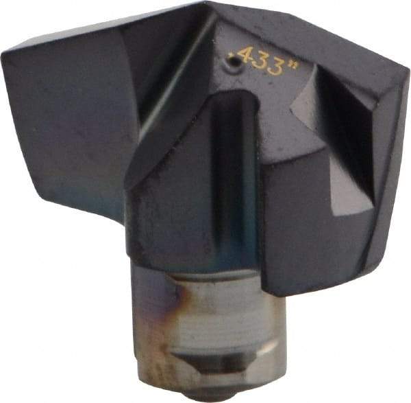 Iscar - Series ICP, 0.433" Diam Grade IC908 140° Replaceable Drill Tip - Carbide, TiAlN Finish, 11 Seat Size, Through Coolant - Apex Tool & Supply