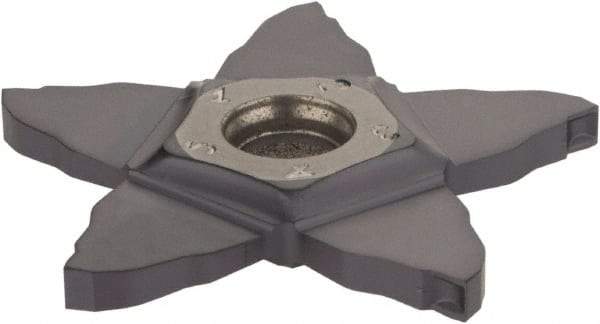 Iscar - PENTA C IC908 Grade, 0.094" Cutting Width, Carbide Cutoff Insert - 0° Neutral Lead Angle, 0.006" Cnr Rad, TiAlN Coated, Other End - Apex Tool & Supply