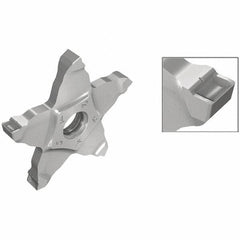 Iscar - PENTA C IC908 Grade, 0.13" Cutting Width, Carbide Cutoff Insert - Neutral Lead Angle, 0.004" Cnr Rad, TiAlN Coated, Other End - Apex Tool & Supply