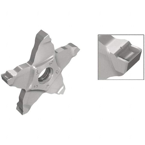 Iscar - PENTA C IC908 Grade, 0.1378" Cutting Width, Carbide Cutoff Insert - Neutral Lead Angle, 0.01" Cnr Rad, TiAlN Coated, Other End - Apex Tool & Supply
