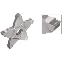 Iscar - PENTA C IC908 Grade, 0.1378" Cutting Width, Carbide Cutoff Insert - Neutral Lead Angle, 0.01" Cnr Rad, TiAlN Coated, Other End - Apex Tool & Supply