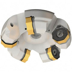 Iscar - 274.5mm Cut Diam, 60mm Arbor Hole, 7mm Max Depth of Cut, 45° Indexable Chamfer & Angle Face Mill - 12 Inserts, ONMU 1008\xB6S845 SNMU 2608 Insert, Right Hand Cut, 12 Flutes, Series Helido - Apex Tool & Supply