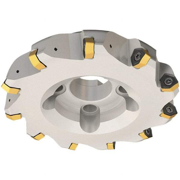 Iscar - 50mm Cut Diam, 22mm Arbor Hole, 2mm Max Depth of Cut, 30° Indexable Chamfer & Angle Face Mill - 6 Inserts, H600 WXCU 05 Insert, Right Hand Cut, 6 Flutes, Through Coolant, Series Helido - Apex Tool & Supply