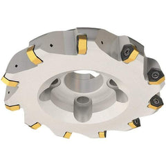 Iscar - 50mm Cut Diam, 22mm Arbor Hole, 2mm Max Depth of Cut, 30° Indexable Chamfer & Angle Face Mill - 6 Inserts, H600 WXCU 05 Insert, Right Hand Cut, 6 Flutes, Through Coolant, Series Helido - Apex Tool & Supply