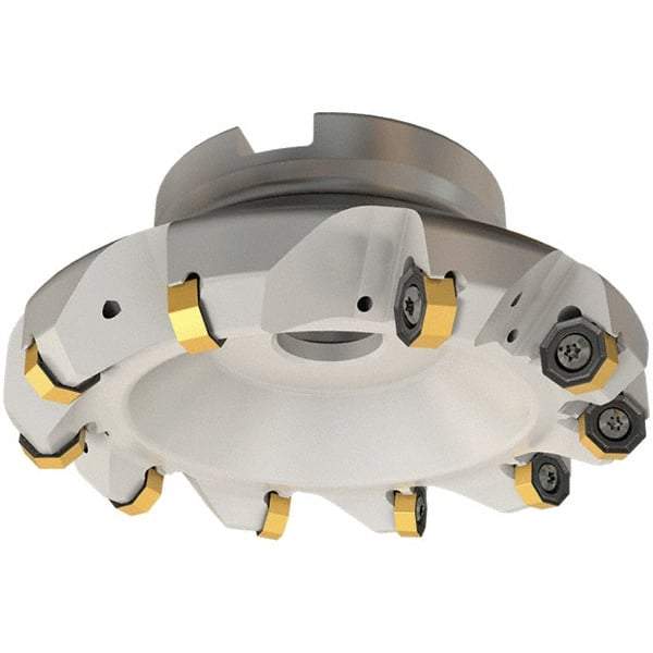 Iscar - 75.7mm Cut Diam, 22mm Arbor Hole, 3.5mm Max Depth of Cut, 45° Indexable Chamfer & Angle Face Mill - 6 Inserts, ON.. 05..\xB6OXMT 0507\xB6RXMT 1607\xB6S845 SN.U 13 Insert, Right Hand Cut, 6 Flutes, Through Coolant, Series Helido - Apex Tool & Supply