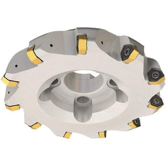 Iscar - 80mm Cut Diam, 32mm Arbor Hole, 3.5mm Max Depth of Cut, 30° Indexable Chamfer & Angle Face Mill - 6 Inserts, H600 WXCU 08 Insert, Right Hand Cut, 6 Flutes, Through Coolant, Series Helido - Apex Tool & Supply