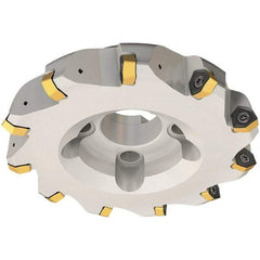 Iscar - 50mm Cut Diam, 22mm Arbor Hole, 3.5mm Max Depth of Cut, 30° Indexable Chamfer & Angle Face Mill - 4 Inserts, H600 WXCU 08 Insert, Right Hand Cut, 4 Flutes, Through Coolant, Series Helido - Apex Tool & Supply