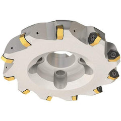 Iscar - 63mm Cut Diam, 27mm Arbor Hole, 3.5mm Max Depth of Cut, 30° Indexable Chamfer & Angle Face Mill - 5 Inserts, H600 WXCU 08 Insert, Right Hand Cut, 5 Flutes, Through Coolant, Series Helido - Apex Tool & Supply