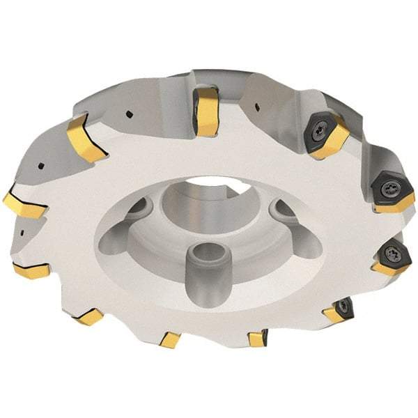 Iscar - 125mm Cut Diam, 40mm Arbor Hole, 3.5mm Max Depth of Cut, 30° Indexable Chamfer & Angle Face Mill - 9 Inserts, H600 WXCU 08 Insert, Right Hand Cut, 9 Flutes, Through Coolant, Series Helido - Apex Tool & Supply