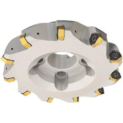 Iscar - 125mm Cut Diam, 40mm Arbor Hole, 3.5mm Max Depth of Cut, 30° Indexable Chamfer & Angle Face Mill - 9 Inserts, H600 WXCU 08 Insert, Right Hand Cut, 9 Flutes, Through Coolant, Series Helido - Apex Tool & Supply