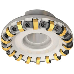 Iscar - 73.4mm Cut Diam, 22mm Arbor Hole, 3.5mm Max Depth of Cut, 45° Indexable Chamfer & Angle Face Mill - 10 Inserts, ON.U 05\xB6S845 SN.U 13 Insert, Right Hand Cut, 10 Flutes, Series Helido - Apex Tool & Supply