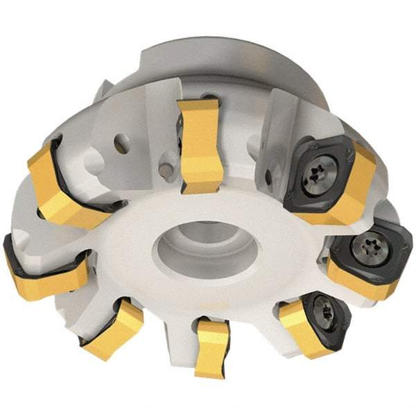 Iscar - 109.7mm Cut Diam, 32mm Arbor Hole, 6mm Max Depth of Cut, 65° Indexable Chamfer & Angle Face Mill - 12 Inserts, OXMT 0507\xB6RXMT 1607\xB6S865 SNMU 1305 Insert, Right Hand Cut, 12 Flutes, Through Coolant, Series Helido - Apex Tool & Supply