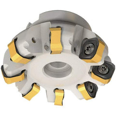 Iscar - 109.7mm Cut Diam, 32mm Arbor Hole, 6mm Max Depth of Cut, 65° Indexable Chamfer & Angle Face Mill - 12 Inserts, OXMT 0507\xB6RXMT 1607\xB6S865 SNMU 1305 Insert, Right Hand Cut, 12 Flutes, Through Coolant, Series Helido - Apex Tool & Supply
