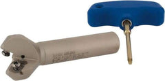 Iscar - 45° Lead Angle, 1.409" Max Cut Diam, 1" Min Cut Diam, 0.138" Max Depth of Cut, Indexable Chamfer and Angle End Mill - 2 Inserts, ONMU, OXMT, RXMT, SNMU Insert Style, 4" Overall Length, Through Coolant, Straight Shank - Apex Tool & Supply