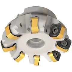 Iscar - 89.7mm Cut Diam, 27mm Arbor Hole, 6mm Max Depth of Cut, 65° Indexable Chamfer & Angle Face Mill - 7 Inserts, OXMT 0507\xB6RXMT 1607\xB6S865 SNMU 1305 Insert, Right Hand Cut, 7 Flutes, Through Coolant, Series Helido - Apex Tool & Supply