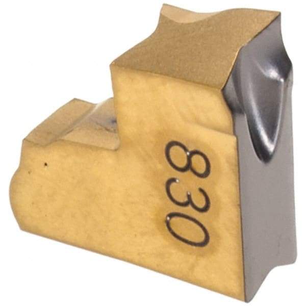 Iscar - TAG JS IC830 Grade, 0.118" Cutting Width, Carbide Cutoff Insert - 15° Right Hand Lead Angle, 0.0008" Cnr Rad, TiAlN Coated, Single End - Apex Tool & Supply