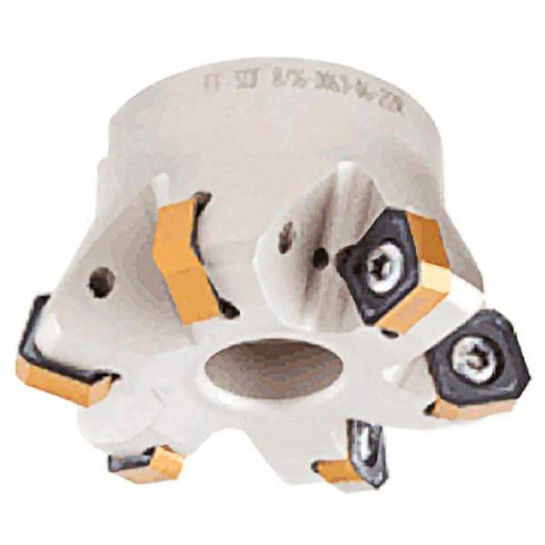 Iscar - 7 Inserts, 3.362" Cutter Diam, 0.047" Max Depth of Cut, Indexable High-Feed Face Mill - 1.063" Arbor Hole Diam, 0.488" Keyway Width, 1.575" High, FF SOF Toolholder, ON.U 05, OXMT 0507, S845 SN.U 13 Inserts, Series Helido - Apex Tool & Supply