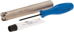 Iscar - 3/4" Cut Diam, 0.03" Max Depth, 3/4" Shank Diam, Weldon Shank Indexable High-Feed End Mill - Screw Holding Method, H600 WXCU 04 Insert, FF EWX-04 Toolholder, Through Coolant - Apex Tool & Supply