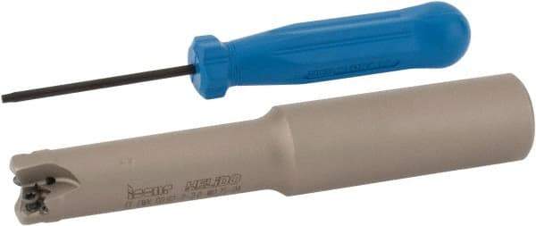 Iscar - 5/8" Cut Diam, 0.06" Max Depth, 3/4" Shank Diam, Weldon Shank Indexable High-Feed End Mill - Screw Holding Method, H600 WXCU 04 Insert, FF EWX-04 Toolholder, Through Coolant - Apex Tool & Supply