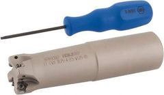 Iscar - 1-1/4" Cut Diam, 0.043" Max Depth, 1-1/4" Shank Diam, Weldon Shank Indexable High-Feed End Mill - Screw Holding Method, H600 WXCU 05 Insert, FF EWX-05 Toolholder, Through Coolant - Apex Tool & Supply