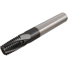 Iscar - 1/8-27 NPT, 0.2992" Cutting Diam, 3 Flute, Solid Carbide Helical Flute Thread Mill - Internal/External Thread, 10.8mm LOC, 64mm OAL, 8mm Shank Diam - Apex Tool & Supply