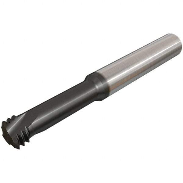 Iscar - 3/8-16 UNC, 0.2638" Cutting Diam, 3 Flute, Solid Carbide Helical Flute Thread Mill - Internal Thread, 22mm LOC, 64mm OAL, 8mm Shank Diam - Apex Tool & Supply