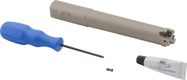 Iscar - 1" Cut Diam, 0.043" Max Depth, 1" Shank Diam, Weldon Shank Indexable High-Feed End Mill - Screw Holding Method, H600 WXCU 05 Insert, FF EWX-05 Toolholder, Through Coolant - Apex Tool & Supply