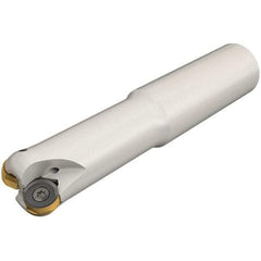 Iscar - 32mm Cut Diam, 8.7mm Max Depth of Cut, 32mm Shank Diam, 120mm OAL, Indexable Copy End Mill - 4 Inserts, H400 RNHU 1205 Insert, Cylindrical Shank, Through Coolant - Apex Tool & Supply