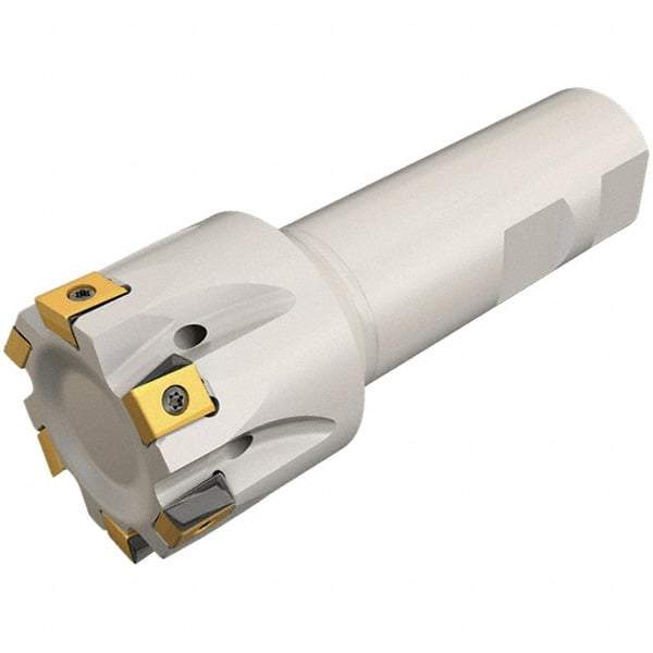 Iscar - 5/8" Cut Diam, 0.315" Max Depth of Cut, 5/8" Shank Diam, 3-1/4" OAL, Indexable Square Shoulder Helical End Mill - T490 LN.T 0804 Inserts, Weldon Shank, 90° Lead Angle, Through Coolant, Series Helitang - Apex Tool & Supply