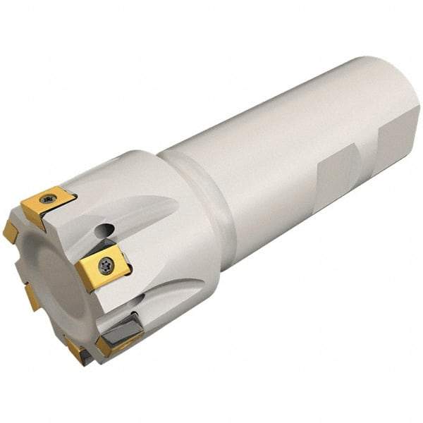Iscar - 32mm Cut Diam, 8mm Max Depth of Cut, 32mm Shank Diam, 110mm OAL, Indexable Square Shoulder Helical End Mill - T490 LN.T 0804 Inserts, Weldon Shank, 90° Lead Angle, Through Coolant, Series Helitang - Apex Tool & Supply