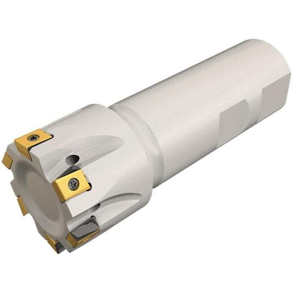 Iscar - 20mm Cut Diam, 8mm Max Depth of Cut, 20mm Shank Diam, 90mm OAL, Indexable Square Shoulder Helical End Mill - T490 LN.T 0804 Inserts, Weldon Shank, 90° Lead Angle, Through Coolant, Series Helitang - Apex Tool & Supply