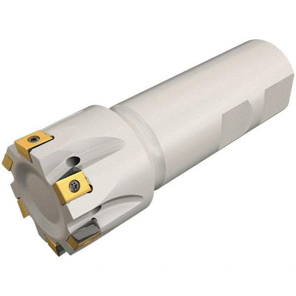 Iscar - 16mm Cut Diam, 8mm Max Depth of Cut, 16mm Shank Diam, 85mm OAL, Indexable Square Shoulder Helical End Mill - T490 LN.T 0804 Inserts, Weldon Shank, 90° Lead Angle, Through Coolant, Series Helitang - Apex Tool & Supply