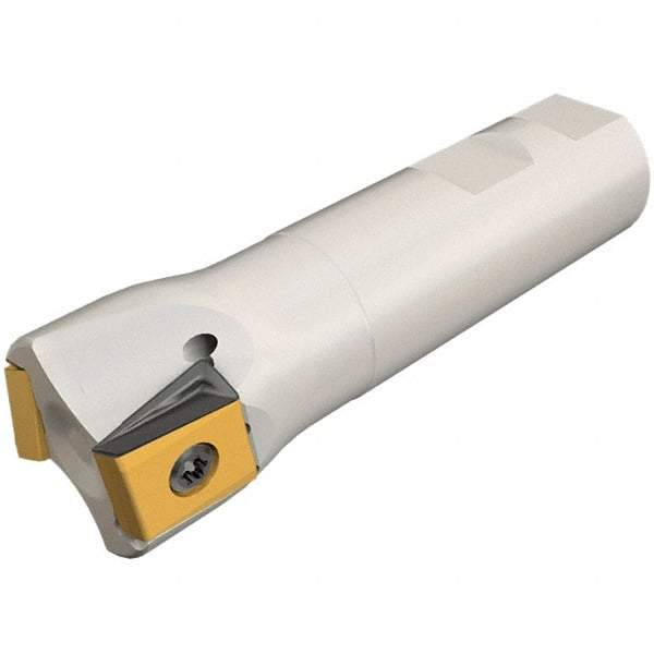 Iscar - 1-1/2" Cut Diam, 0.63" Max Depth of Cut, 1" Shank Diam, 4" OAL, Indexable Square Shoulder Helical End Mill - T490 LN.T 1607 Inserts, Weldon Shank, 90° Lead Angle, Through Coolant, Series Helitang - Apex Tool & Supply